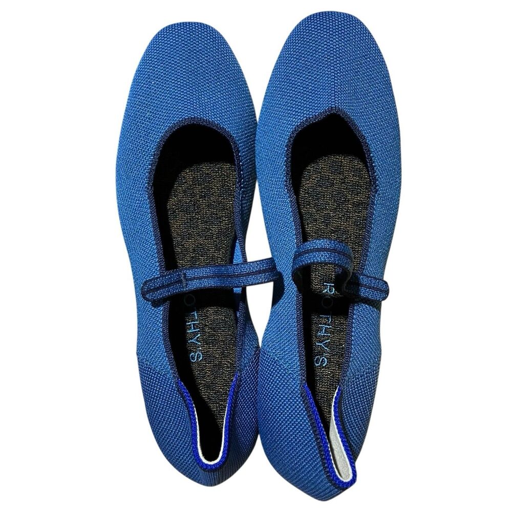Rothy’s Blue Square Toe Mary Jane Ballet Flats Womens 8 Clean‎ Girl
